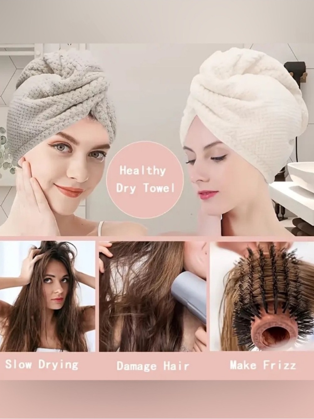 2 Microfiber Hair Towel Wraps